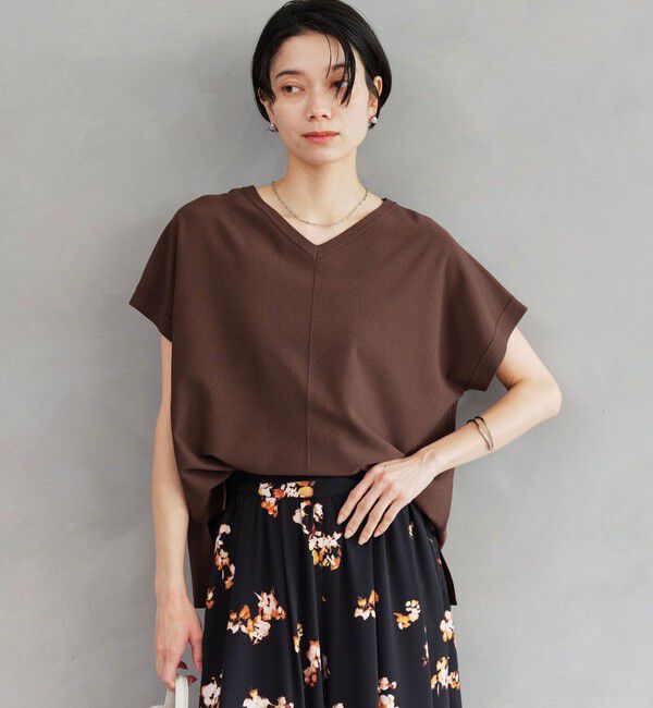UNITED ARROWS green label relaxing「Vネック プルオーバー ニット ウォッシャブル 接触冷感 UVカット」|ニット・セーター|DK.BROWN