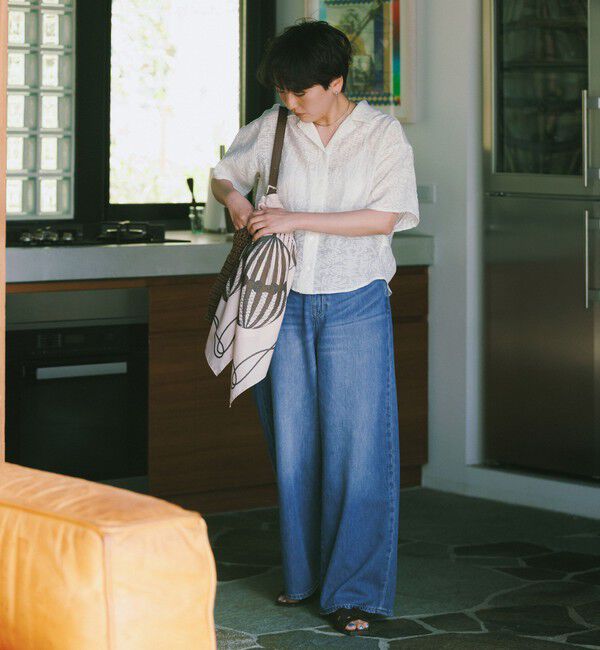 UNITED ARROWS green label relaxing「＜スタイリスト兵藤千尋さんコラボ＞ワイド ライト デニム 接触冷感」|デニム|