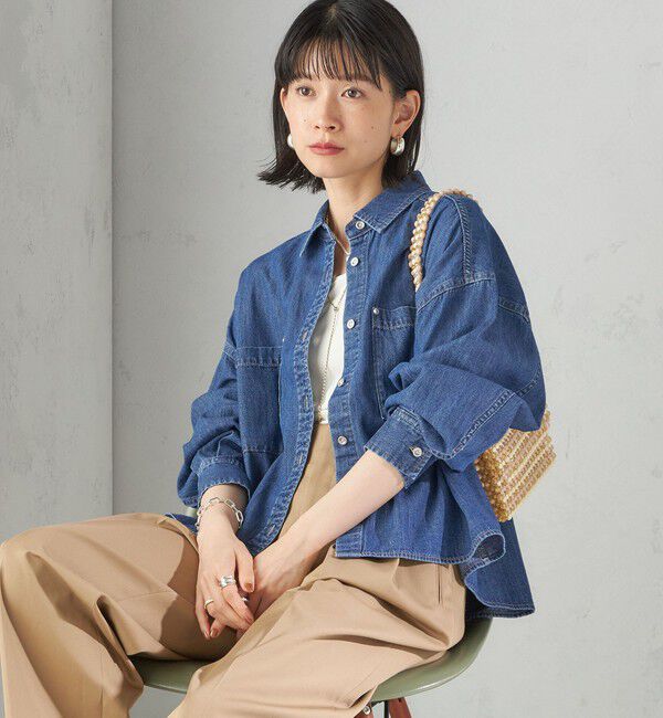 SHIPS for women「〈洗濯機可能〉ライトオンス デニム ショート シャツ」|シャツ・ブラウス|