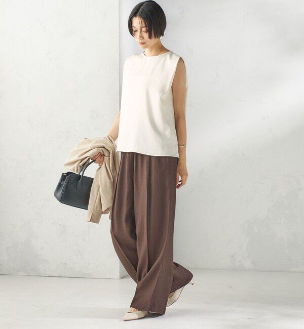 SHIPS for women「〈接触冷感/手洗い可能〉Jupiter 麻混 タック ギャザー パンツ」|その他|