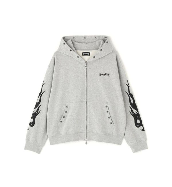 JOINT WORKS「SUPPLIER / サプライヤー Fire Tribal Patch Zip Hoodie」|パーカー|グレーA