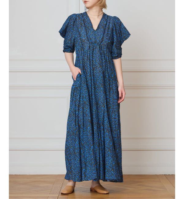 IENA LA BOUCLE「IENA LA BOUCLE Flower プリントワンピース」|ワンピース|ネイビー