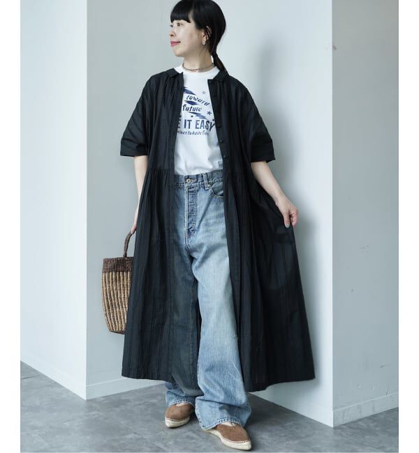 journal standard luxe「ドビーストライプ ギャザードルマンワンピース」|ワンピース|