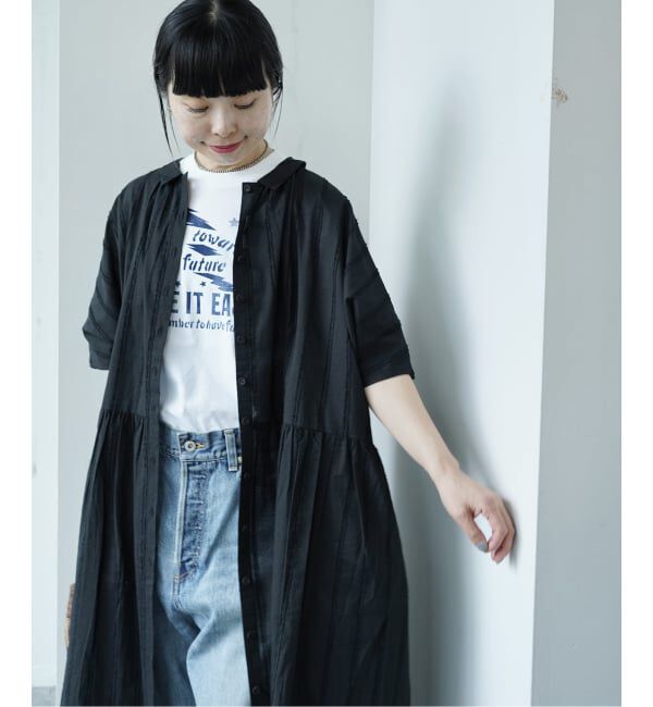 journal standard luxe「ドビーストライプ ギャザードルマンワンピース」|ワンピース|