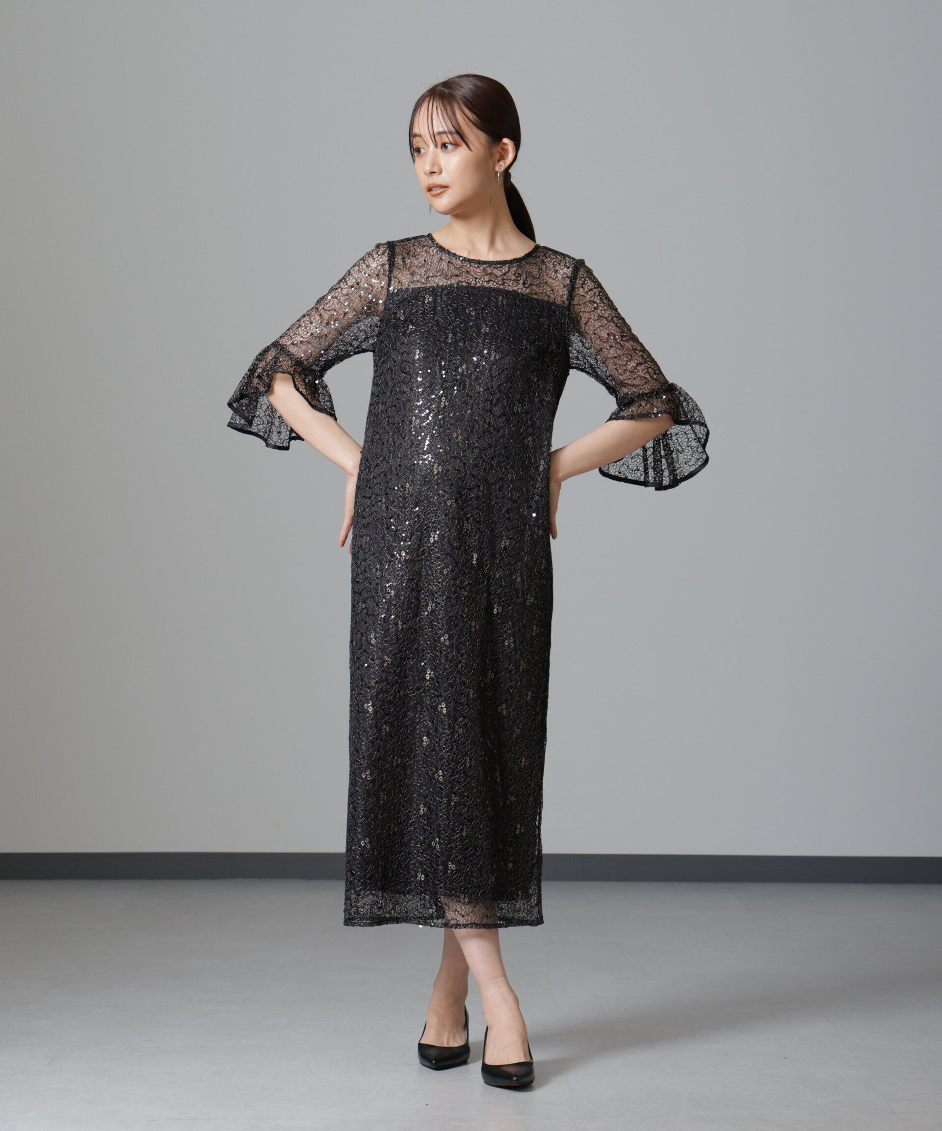 nano･universe「troisiemechaco/SPANGLE LACE ワンピース」|ワンピース|