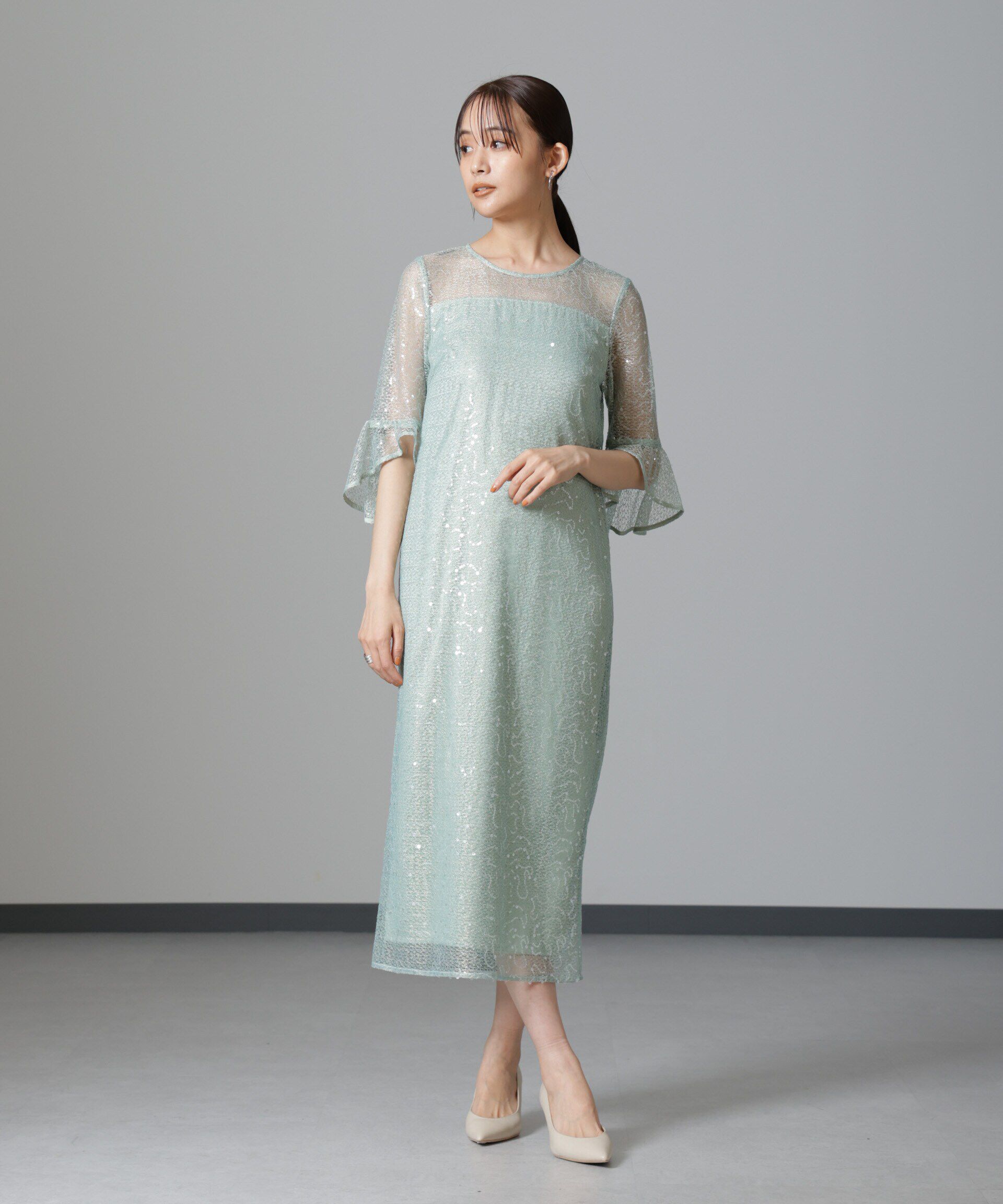 nano･universe「troisiemechaco/SPANGLE LACE ワンピース」|ワンピース|