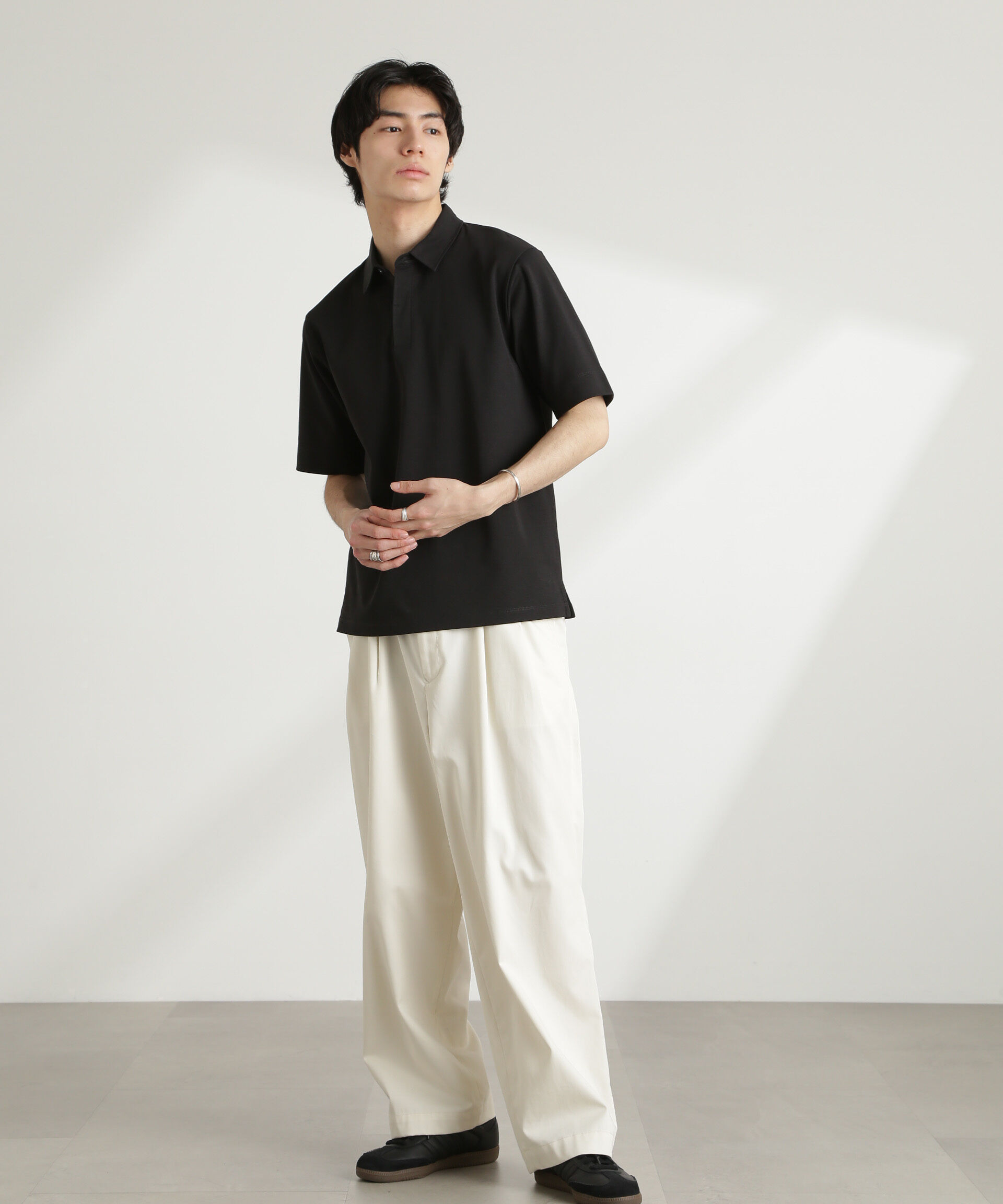 NANO universe「ダブルスムース比翼ポロ」|Tシャツ・カットソー|