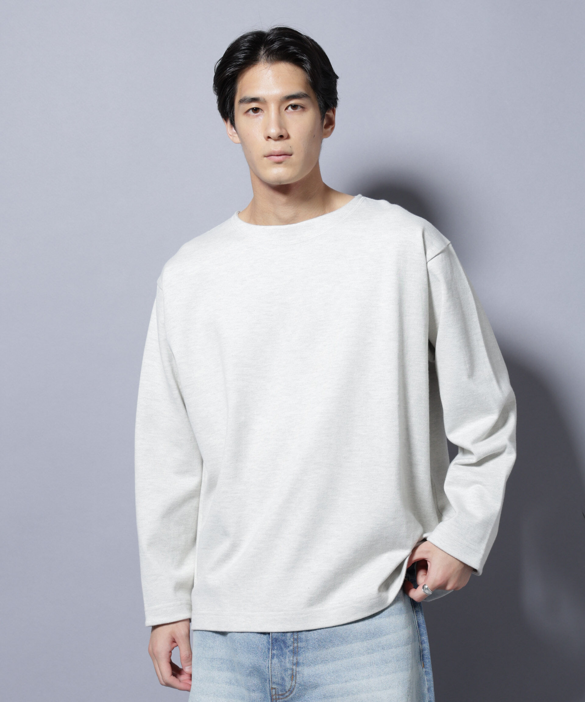 NANO universe「天竺ヘビーコットンボートネックＴシャツ 長袖」|Tシャツ・カットソー|