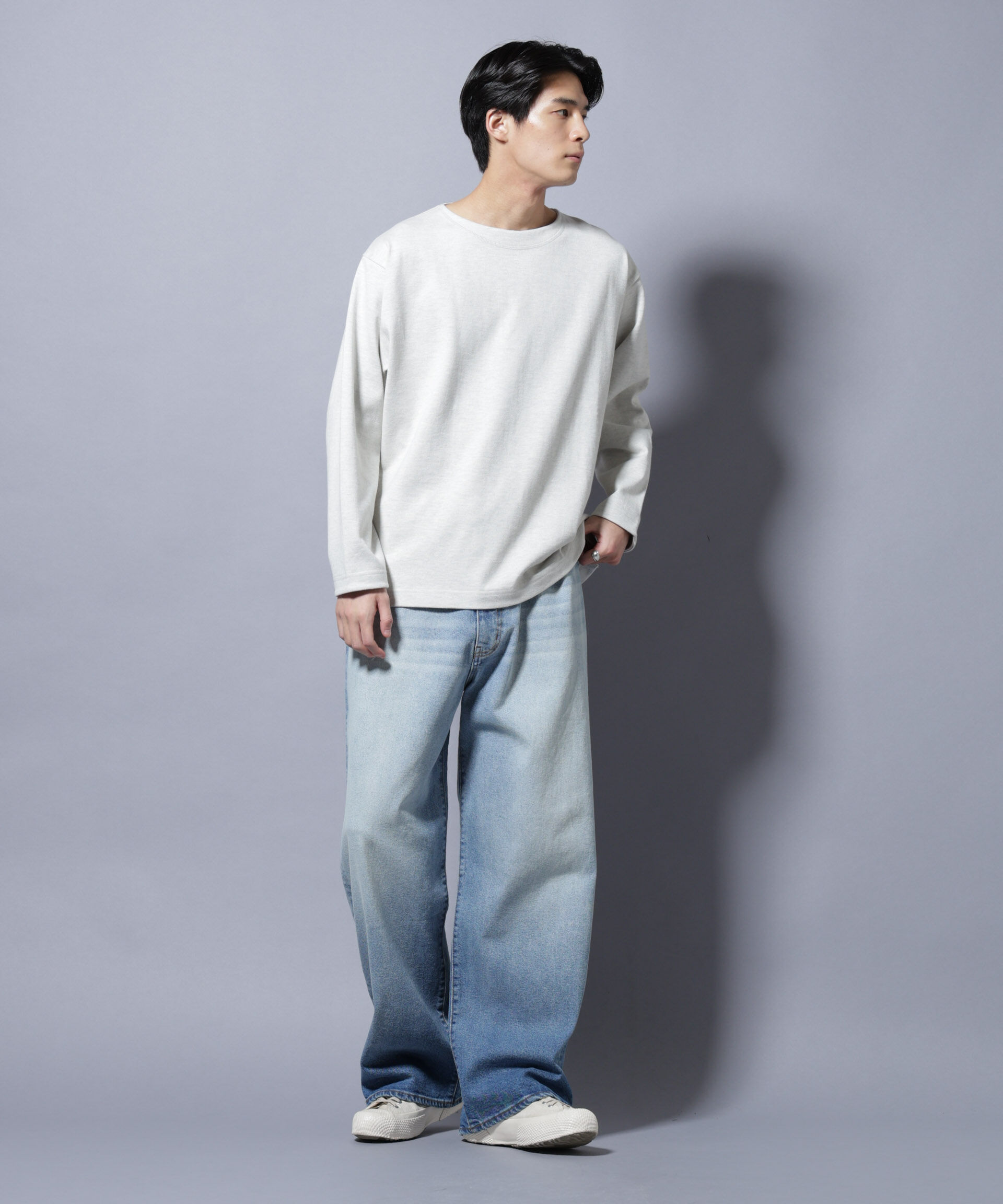 NANO universe「天竺ヘビーコットンボートネックＴシャツ 長袖」|Tシャツ・カットソー|