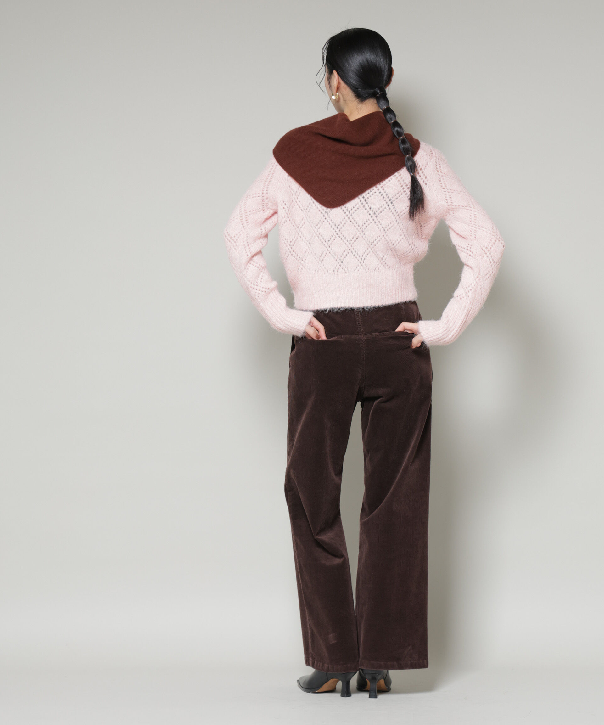 nano･universe「ヘアリー透かしダイヤ柄ニットプルオーバー」|ニット・セーター|