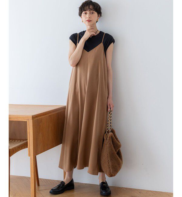 23区「【見上愛さん着用/洗える】スエーディーサテン キャミソール ワンピース」|ワンピース|