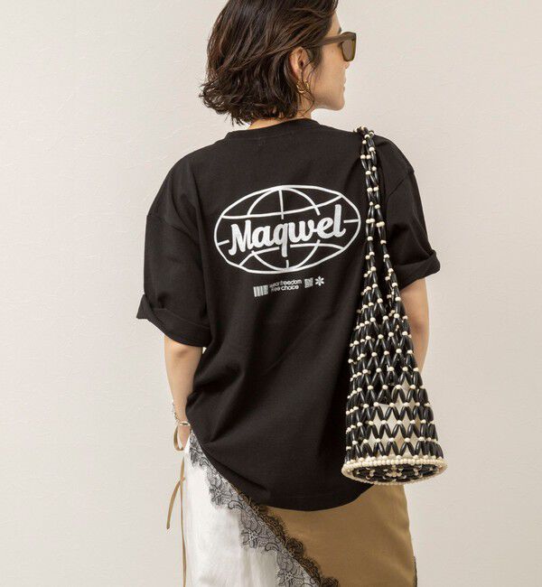 MAQWEL「【MAQWEL/マクウェル】ウォッシャブル Maqwel Earth ワイドボディプリントTシャツ」|Tシャツ・カットソー|ブラック