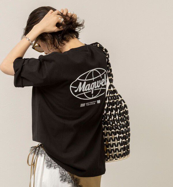 MAQWEL「【MAQWEL/マクウェル】ウォッシャブル Maqwel Earth ワイドボディプリントTシャツ」|Tシャツ・カットソー|
