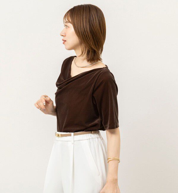 NOLLEY'S「《接触冷感》ウォッシャブルシアーベロア2WAYプルオーバー」|Tシャツ・カットソー|
