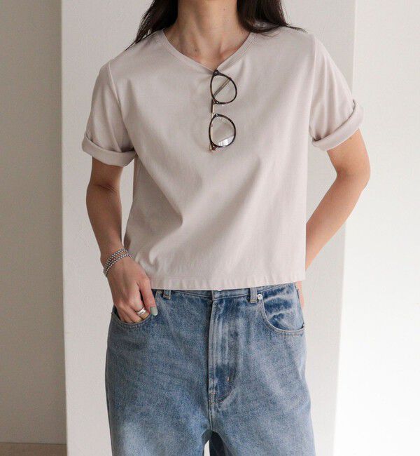 fredy emue「シルケットスムースクロップドTシャツ」|Tシャツ・カットソー|ベージュ
