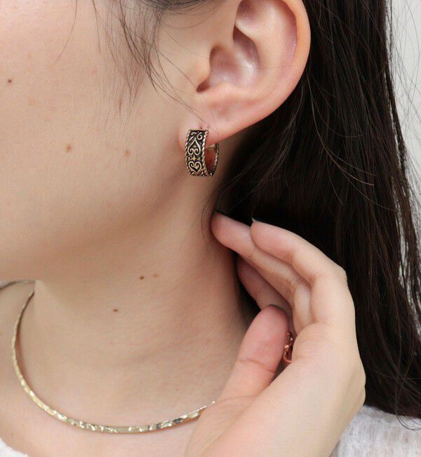 fredy emue「アンティークハート刻印フープピアス」|ピアス|ゴールド