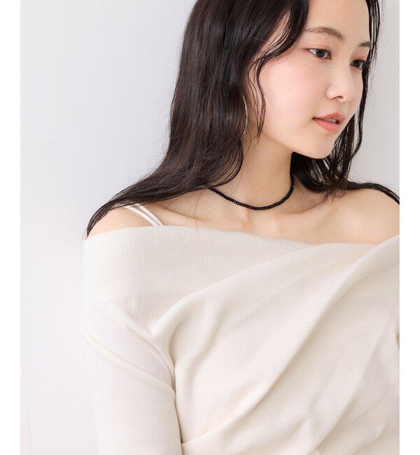 VIS「【夏トク価格】ドット＆無地テレコリブハーフスリーブドレーププルオーバー」|Tシャツ・カットソー|