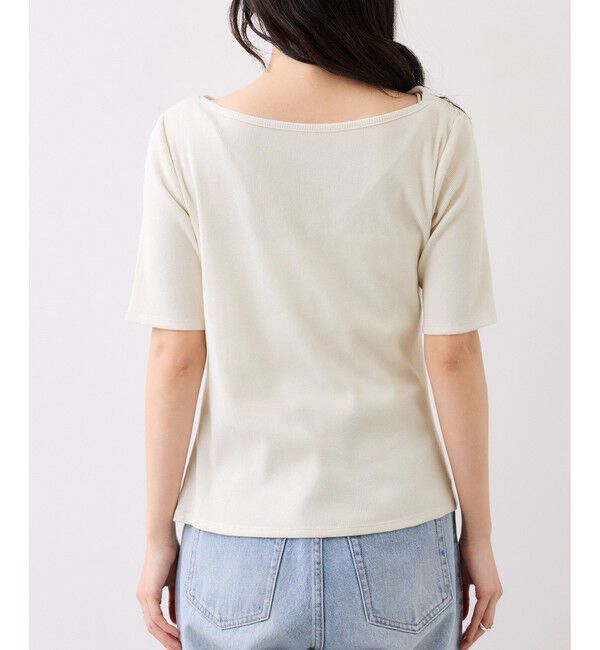 VIS「【夏トク価格】ドット＆無地テレコリブハーフスリーブドレーププルオーバー」|Tシャツ・カットソー|