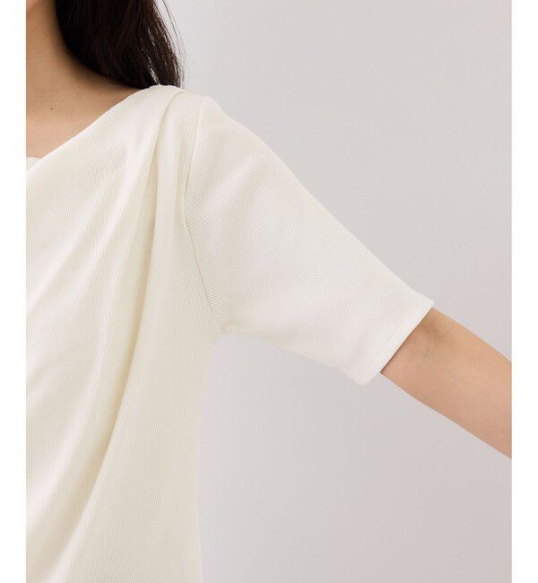 VIS「【夏トク価格】ドット＆無地テレコリブハーフスリーブドレーププルオーバー」|Tシャツ・カットソー|