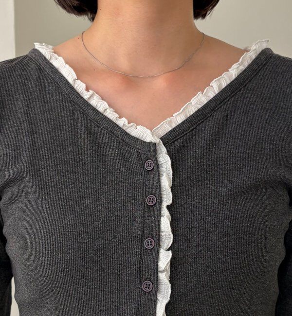  「【WEB限定】フリルトリミングカーディガン」|Tシャツ・カットソー|