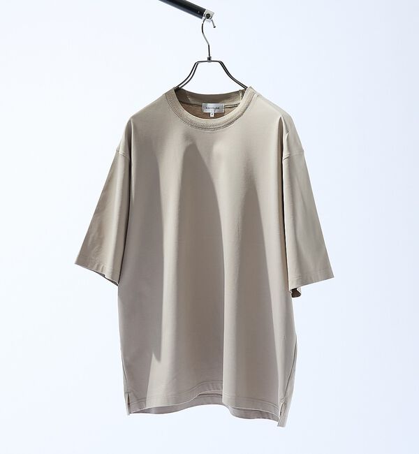 ABAHOUSE「KNIT COLLAR コットンポンチ クルーネック半袖Tシャツ / リラックス」|Tシャツ・カットソー|