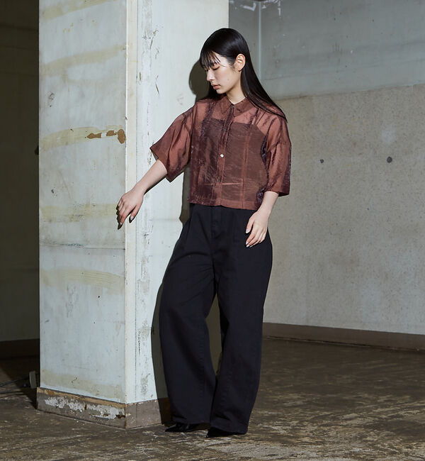 NOMINE「タック ボリューム デニムパンツ」|デニム|
