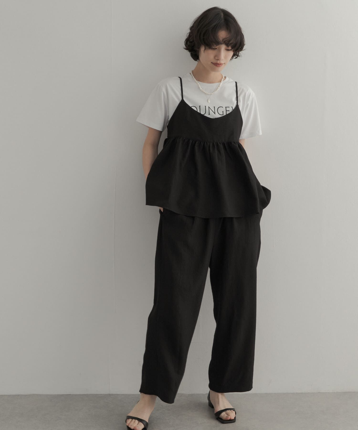 URBAN RESEARCH DOORS「バックリボンキャミ付きイージーパンツ」|ワンピース|