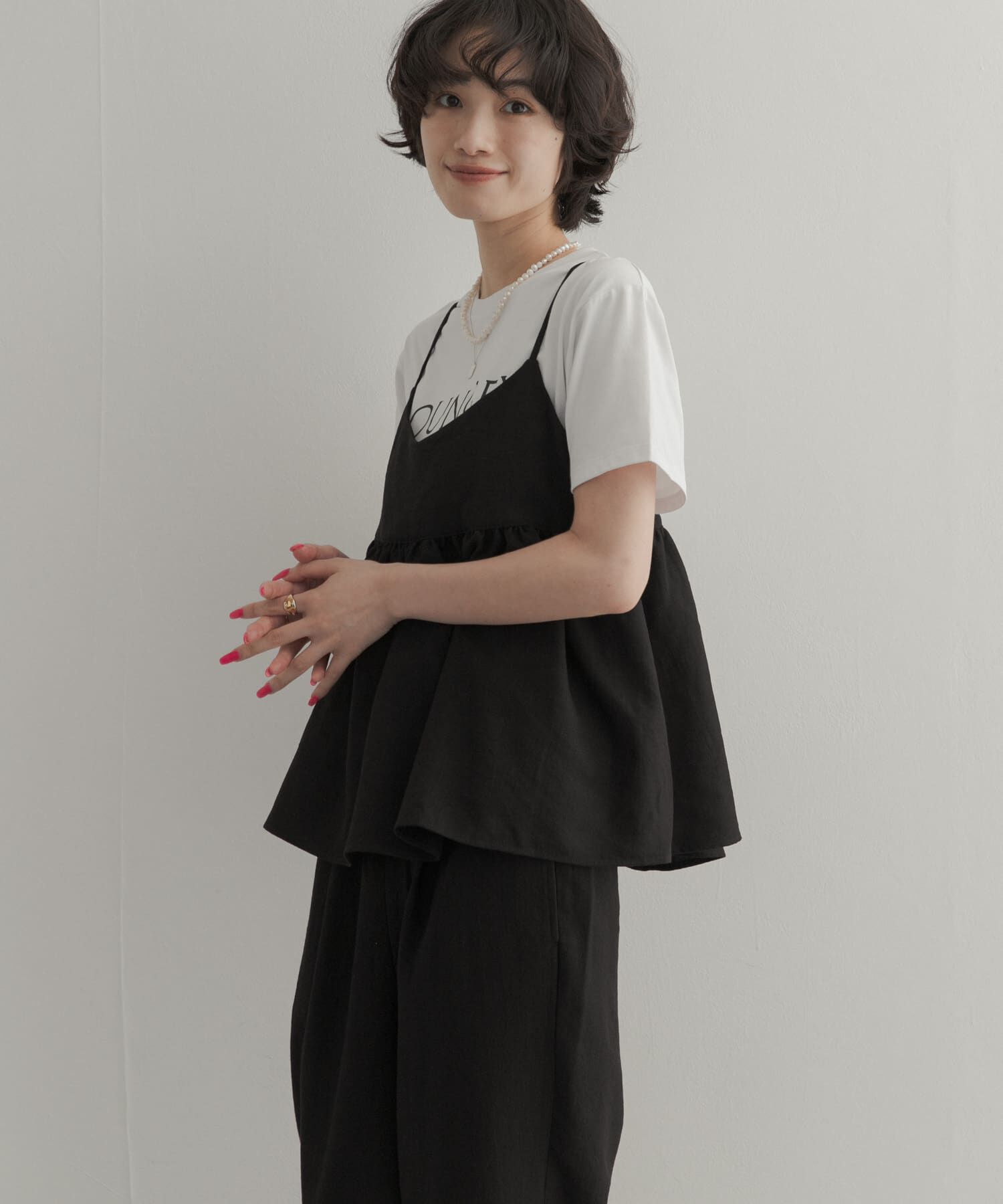 URBAN RESEARCH DOORS「バックリボンキャミ付きイージーパンツ」|ワンピース|