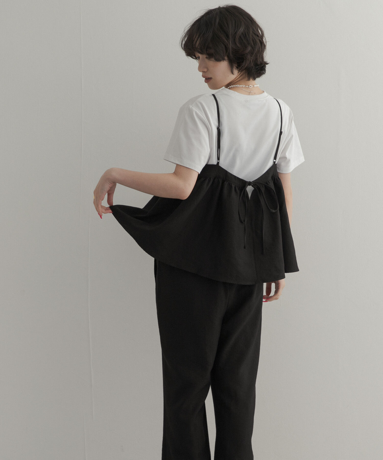 URBAN RESEARCH DOORS「バックリボンキャミ付きイージーパンツ」|ワンピース|