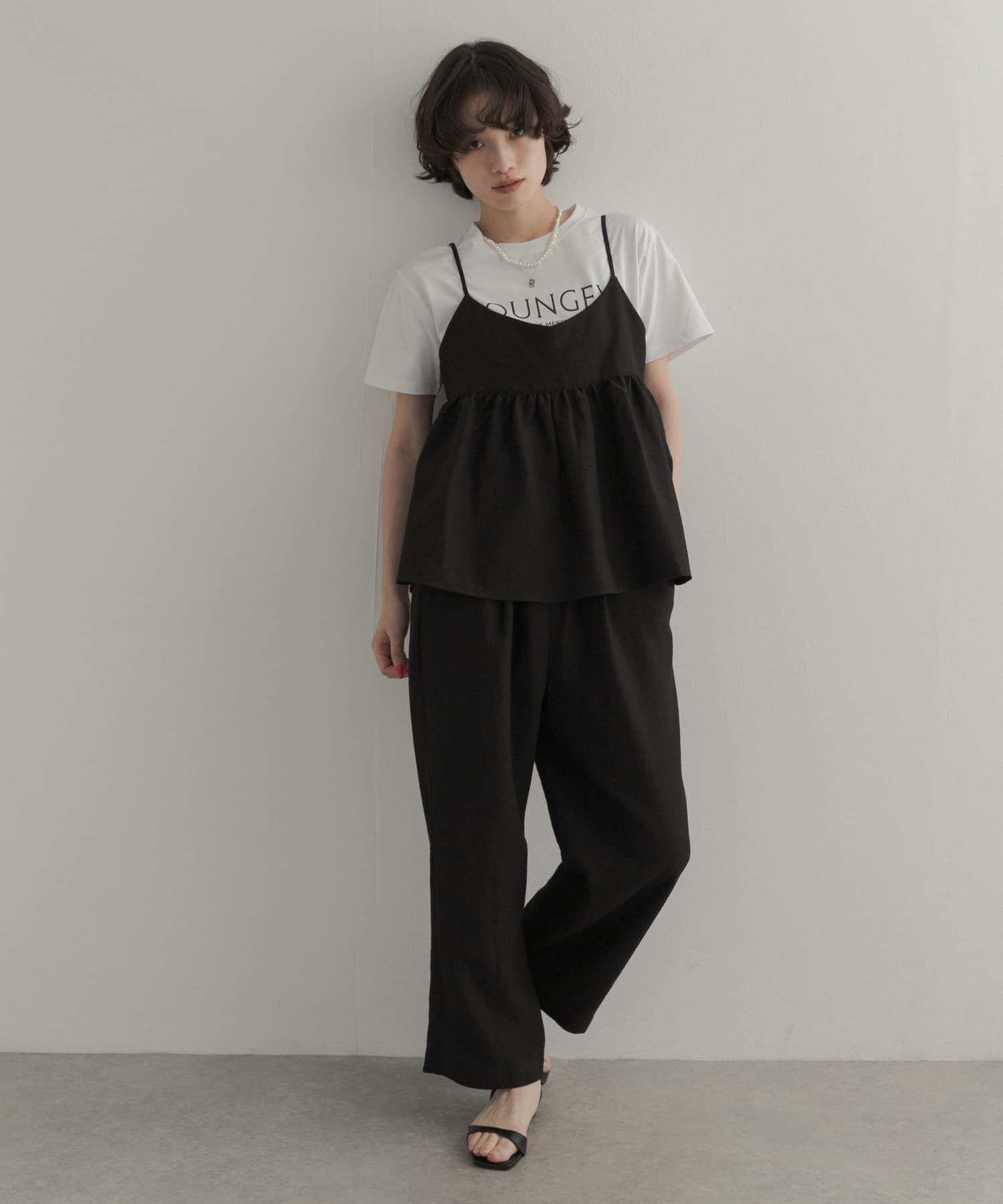 URBAN RESEARCH DOORS「バックリボンキャミ付きイージーパンツ」|ワンピース|