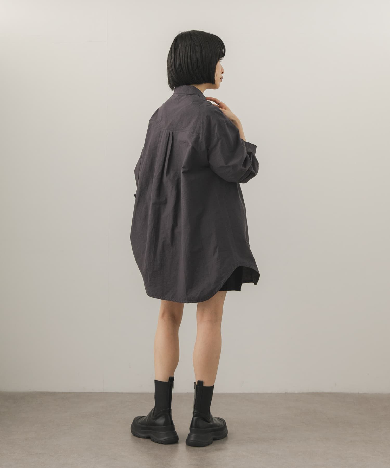  「フロントシャーリングシャツワンピース」|ワンピース|