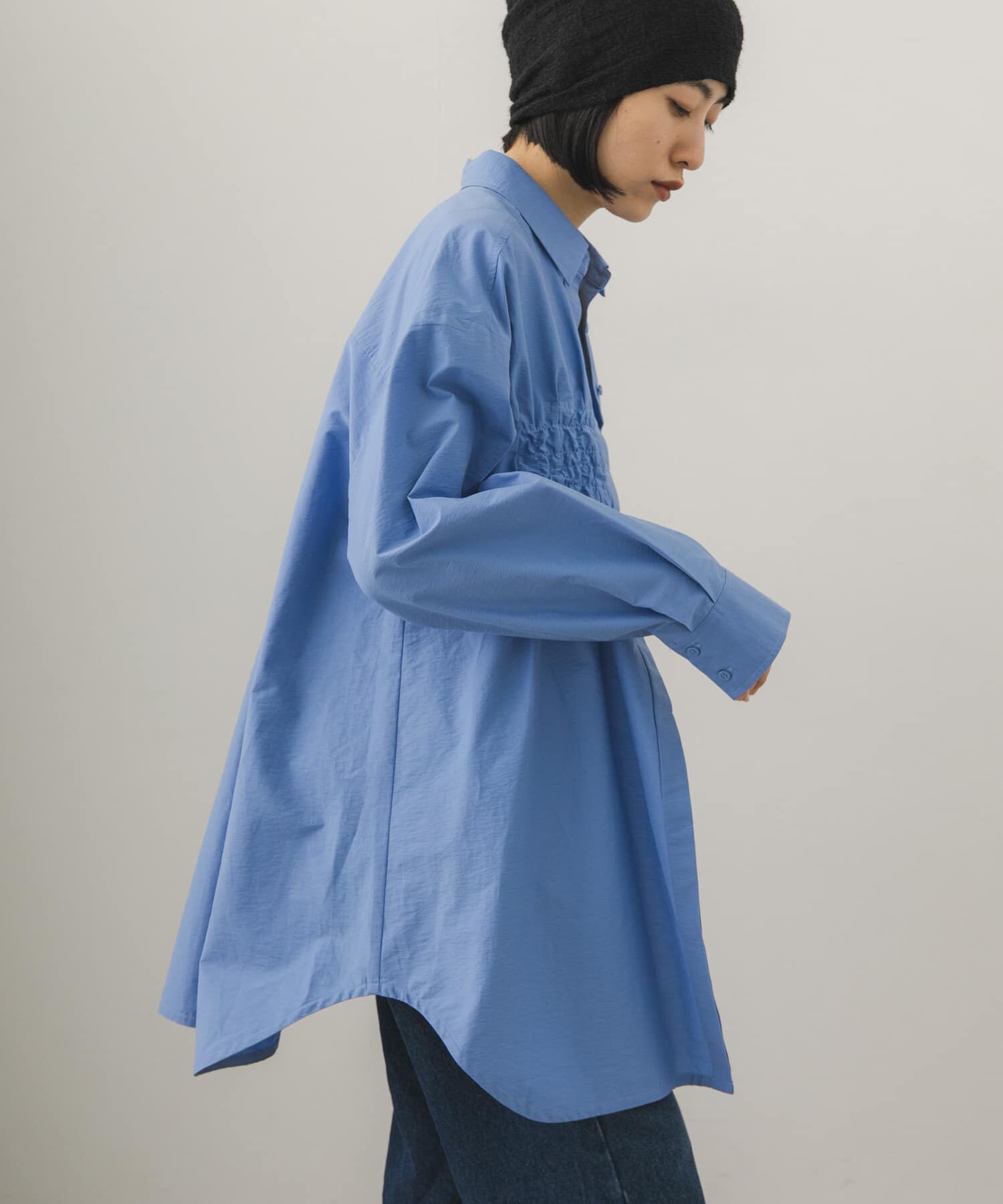  「フロントシャーリングシャツワンピース」|ワンピース|