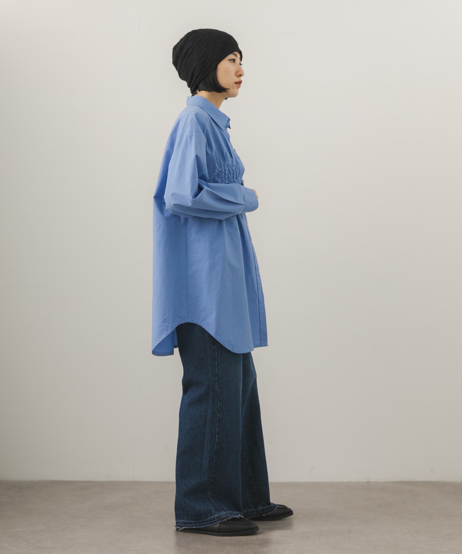  「フロントシャーリングシャツワンピース」|ワンピース|