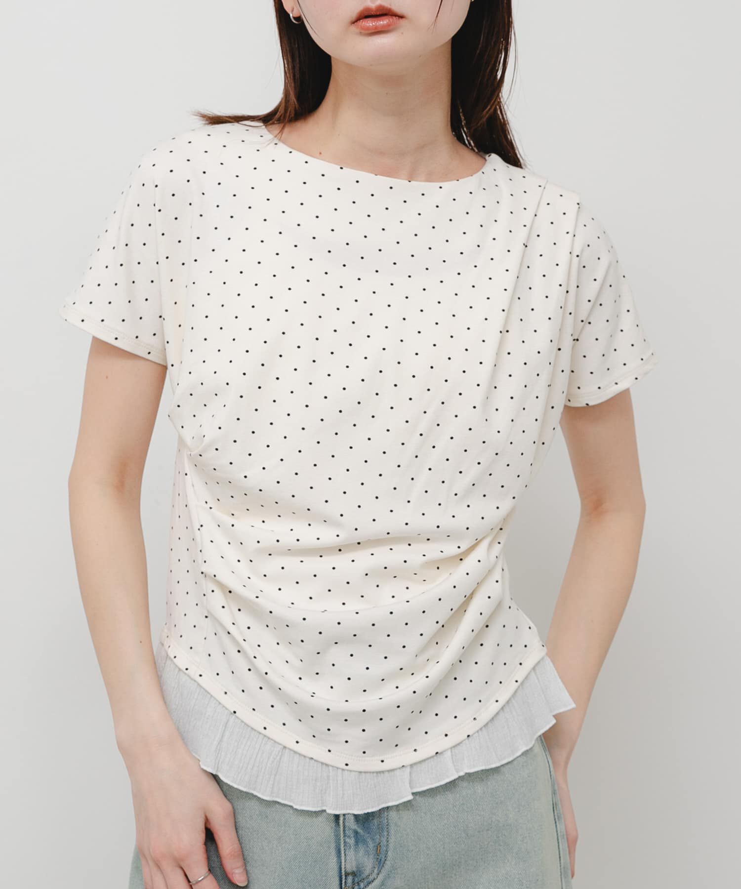 SENSE OF PLACE by URBAN RESEARCH「フリルドレープトップ」|Tシャツ・カットソー|ホワイト系その他