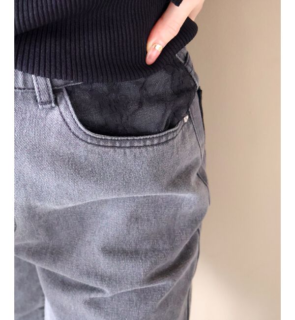  「レースドッキングデニムパンツ」|デニム|