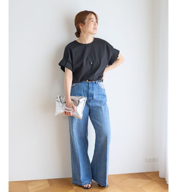  「レースドッキングデニムパンツ」|デニム|