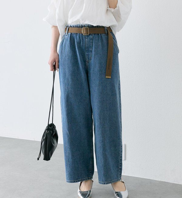  「ベルト付き綿麻デニムパンツ」|その他|