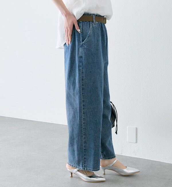  「ベルト付き綿麻デニムパンツ」|その他|
