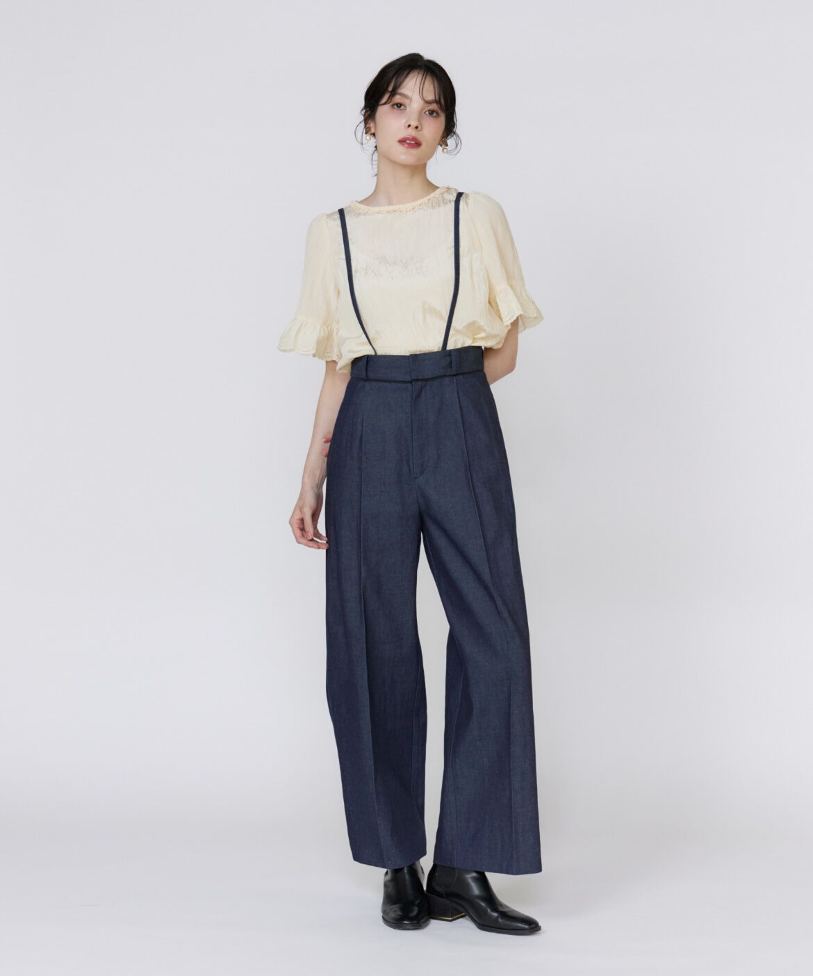 Maglie le cassetto「《プラスサイズ》シャドーストライプレースブラウス」|シャツ・ブラウス|