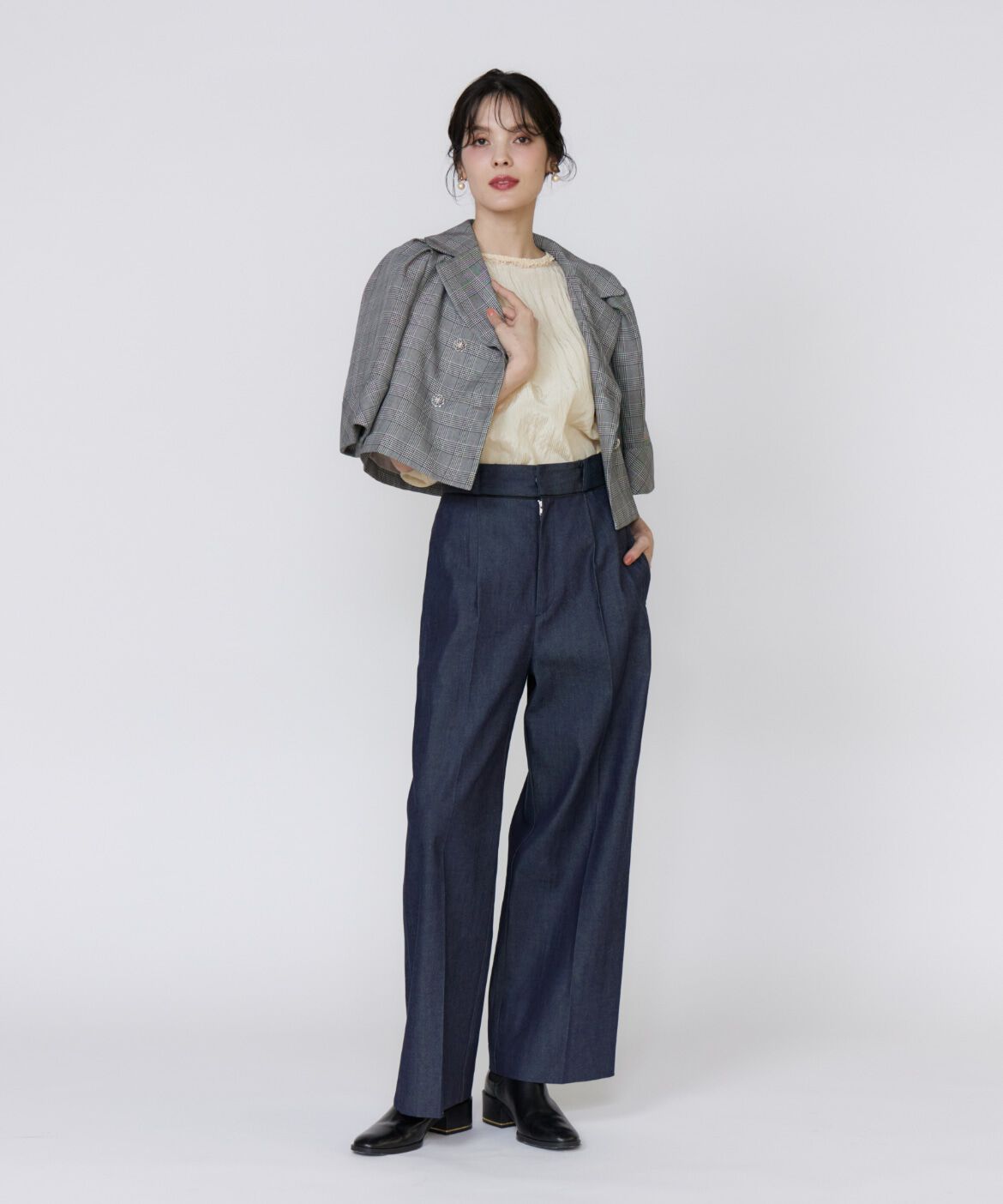Maglie le cassetto「《プラスサイズ》シャドーストライプレースブラウス」|シャツ・ブラウス|