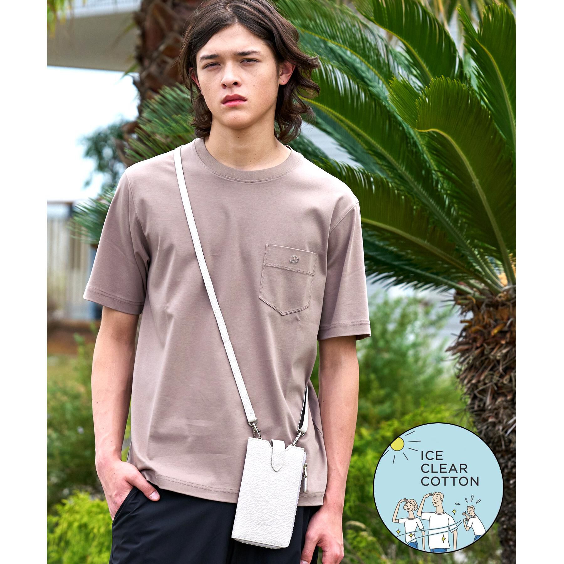 DRESSTERIOR「【接触冷感／抗菌防臭／消臭】ICE CLEAR COTTON ポケットTシャツ」|Tシャツ・カットソー|トープ(054)
