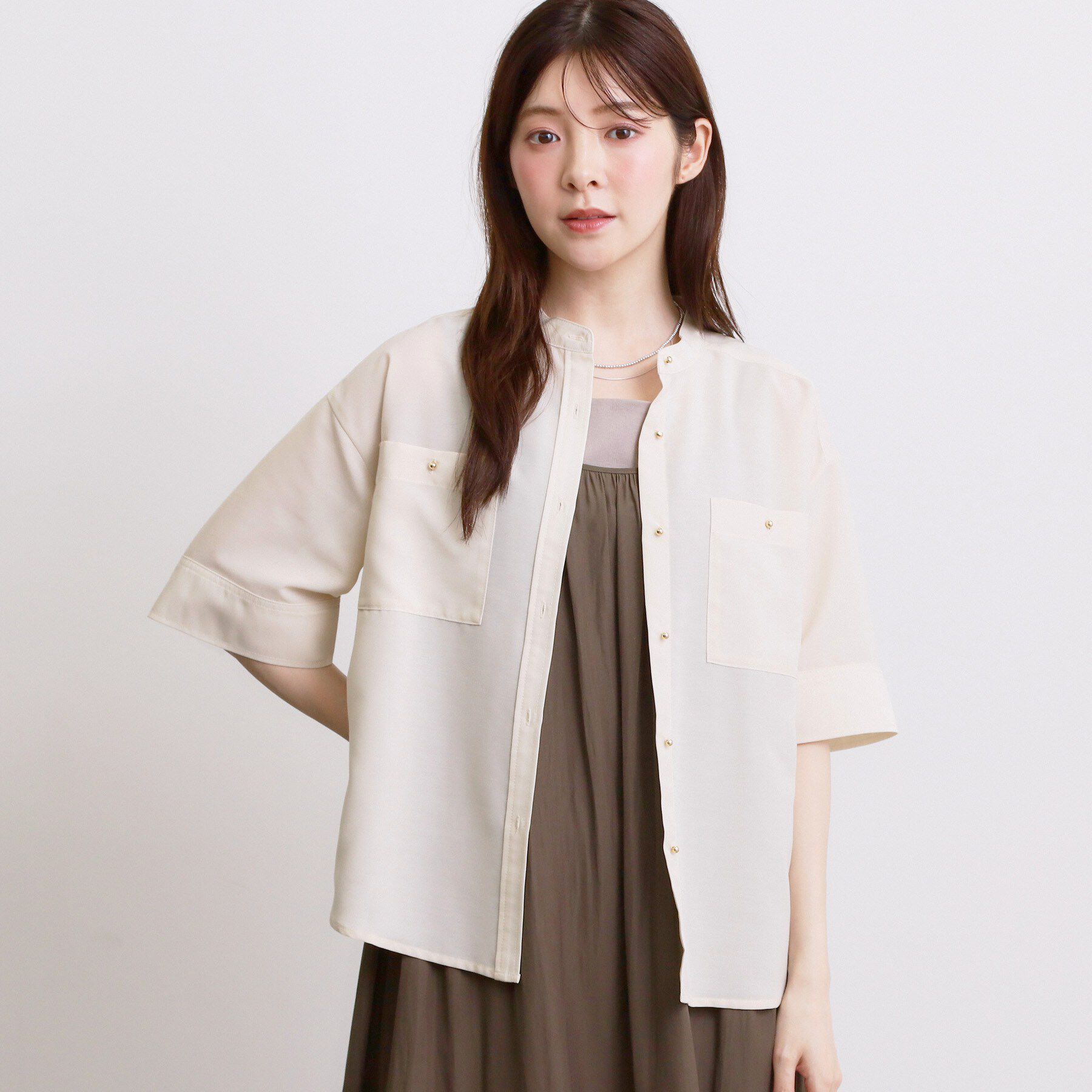 grove「【洗濯機◎】ほんのり大人の透け感、シアーカバーブラウス」|シャツ・ブラウス|