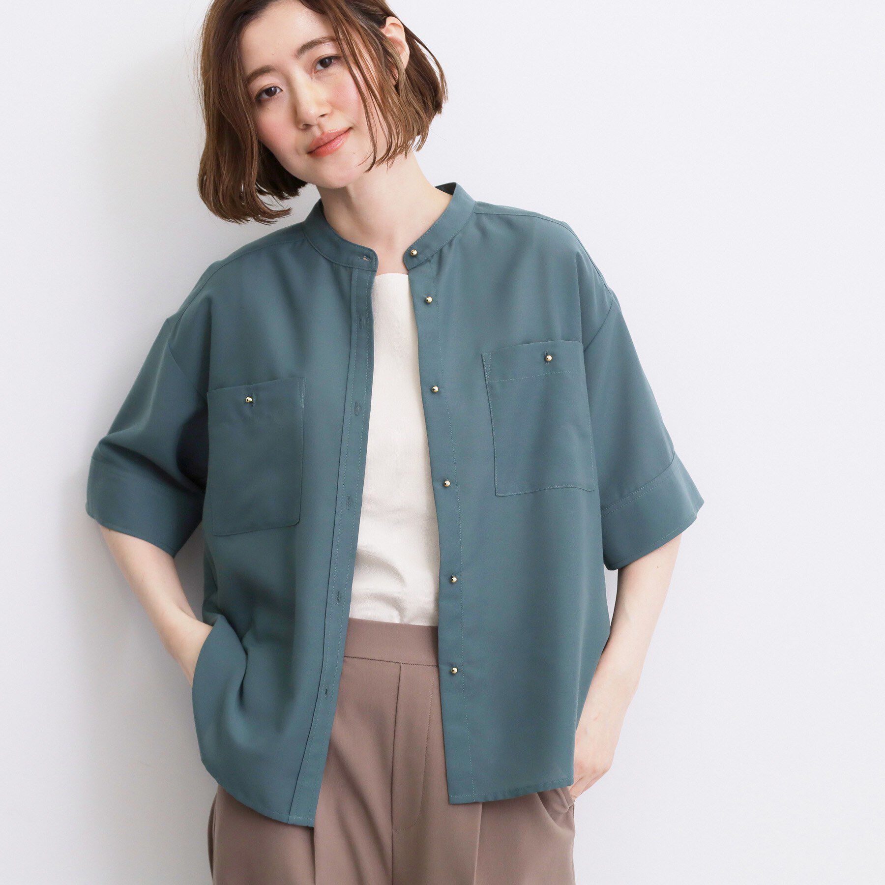 grove「【洗濯機◎】ほんのり大人の透け感、シアーカバーブラウス」|シャツ・ブラウス|