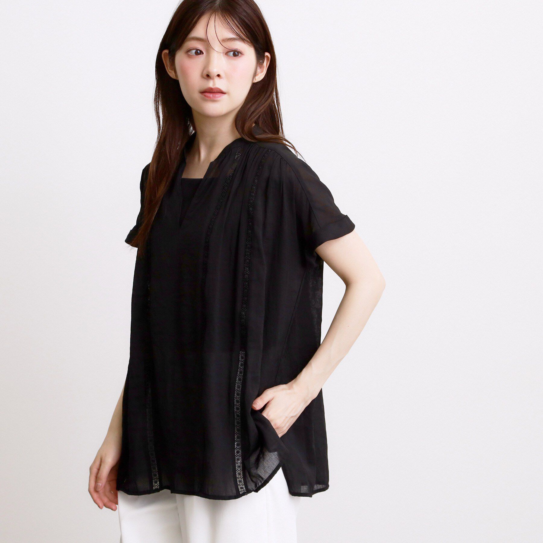 grove「【体系カバー◎】レースデザインスキッパーブラウス」|シャツ・ブラウス|