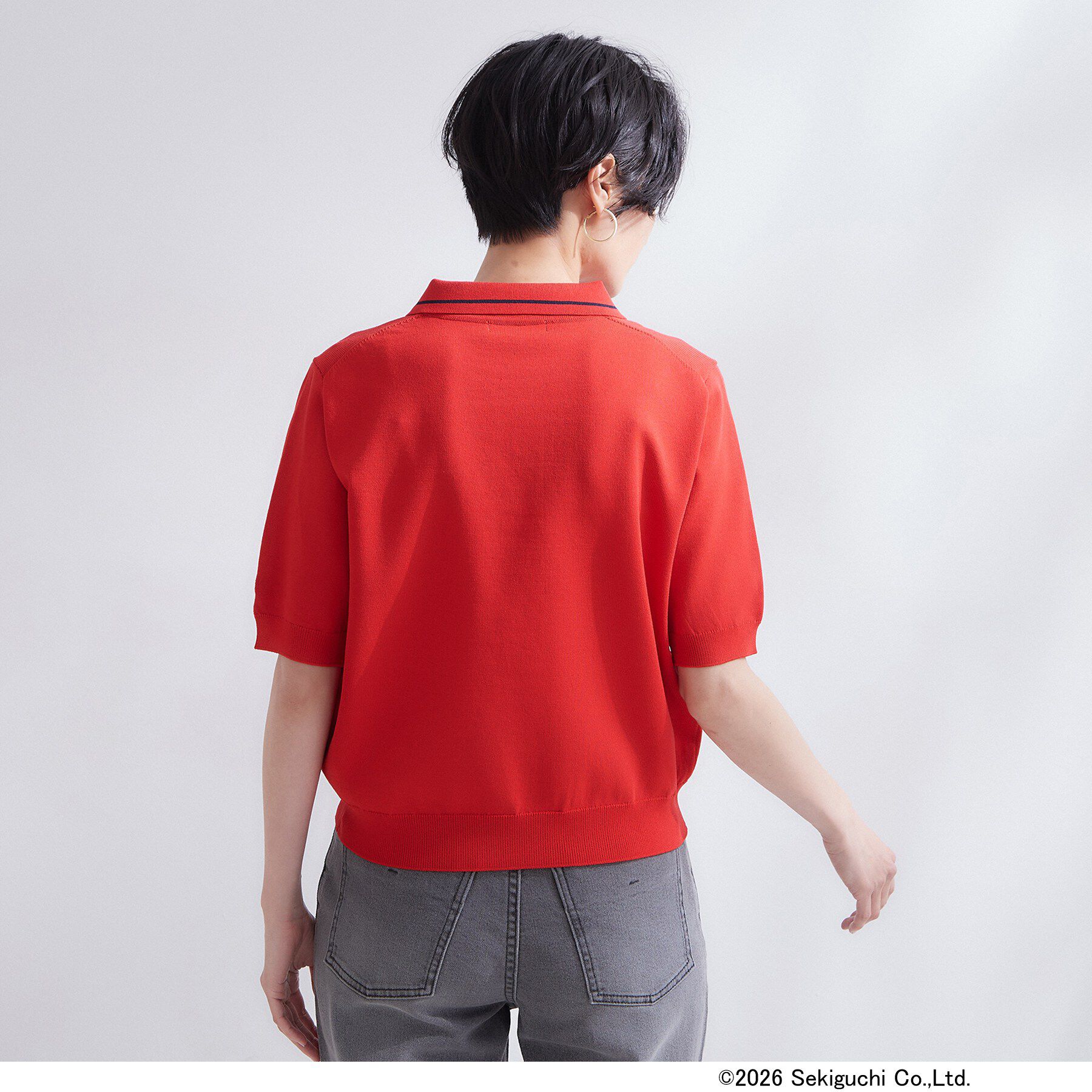 OPAQUE.CLIP「【モンチッチ】刺繍入りポロニット《洗濯機OK》」|ニット・セーター|