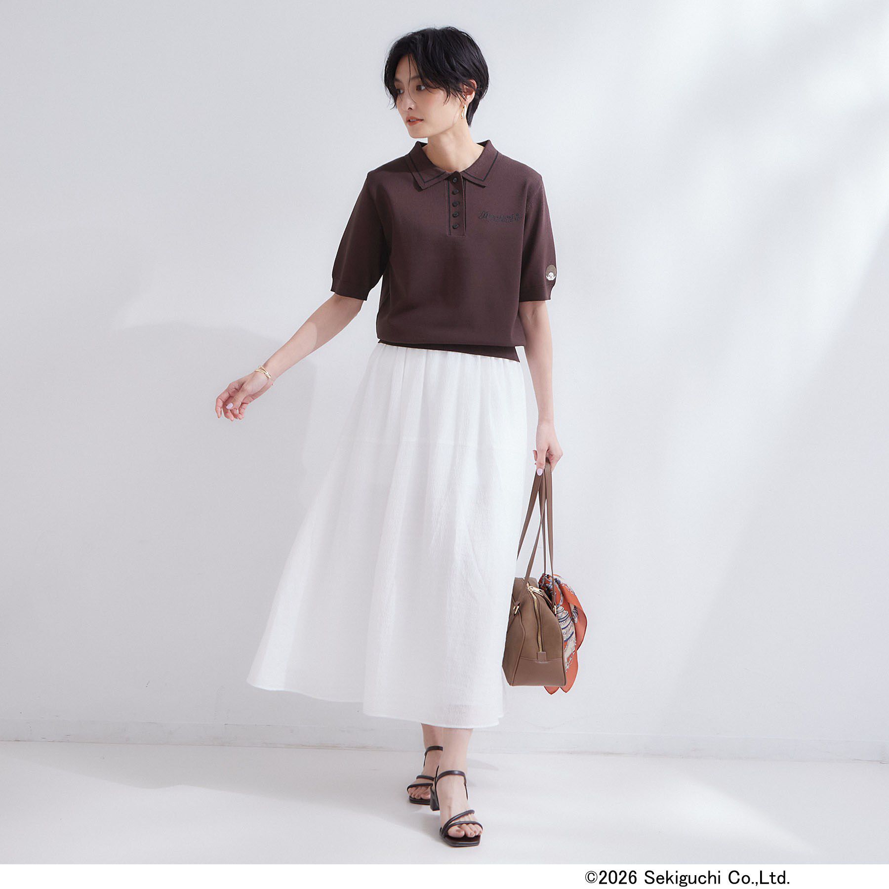 OPAQUE.CLIP「【モンチッチ】刺繍入りポロニット《洗濯機OK》」|ニット・セーター|