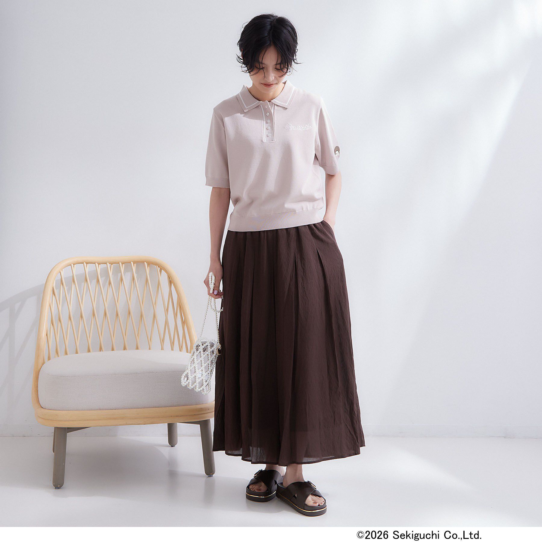OPAQUE.CLIP「【モンチッチ】刺繍入りポロニット《洗濯機OK》」|ニット・セーター|