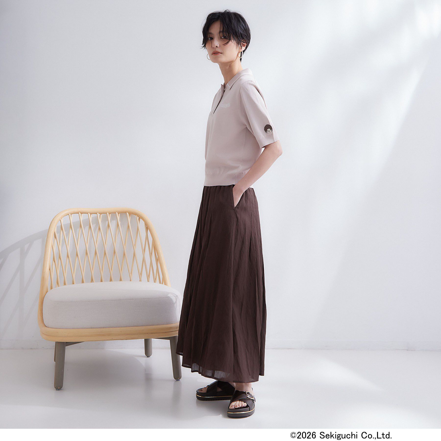 OPAQUE.CLIP「【モンチッチ】刺繍入りポロニット《洗濯機OK》」|ニット・セーター|