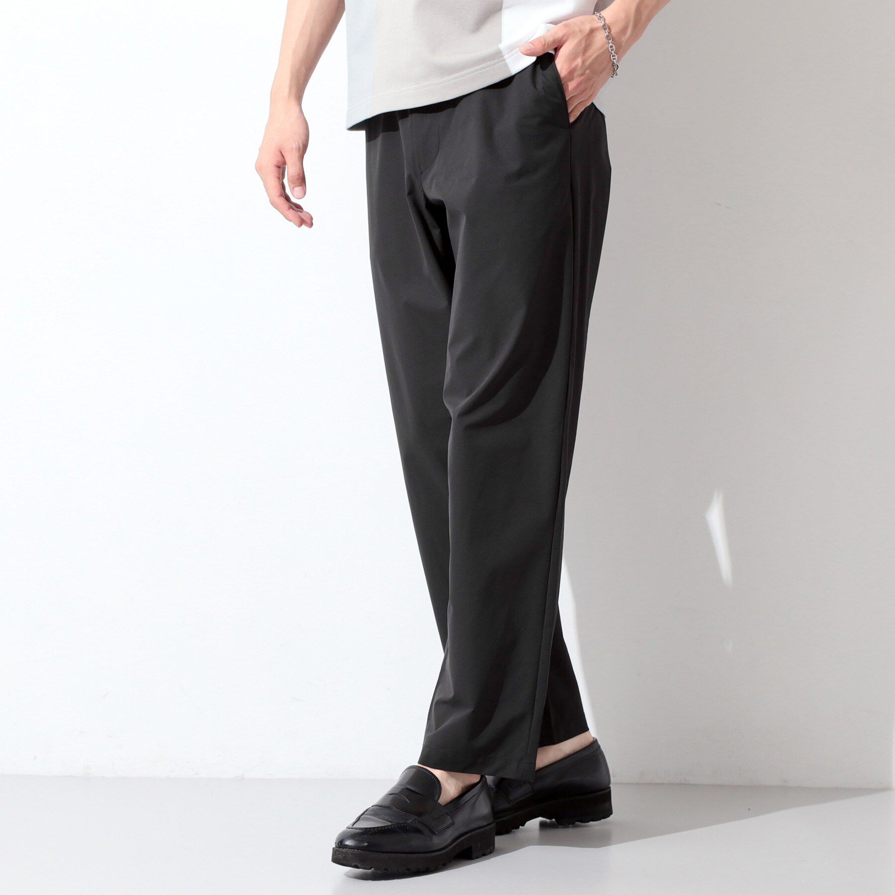 THE SHOP TK「【接触冷感/遮熱/UVカット/防シワ/２WAYストレッチ/軽量】エアリー ライトテックス イージーパ」|その他|ブラック(019)