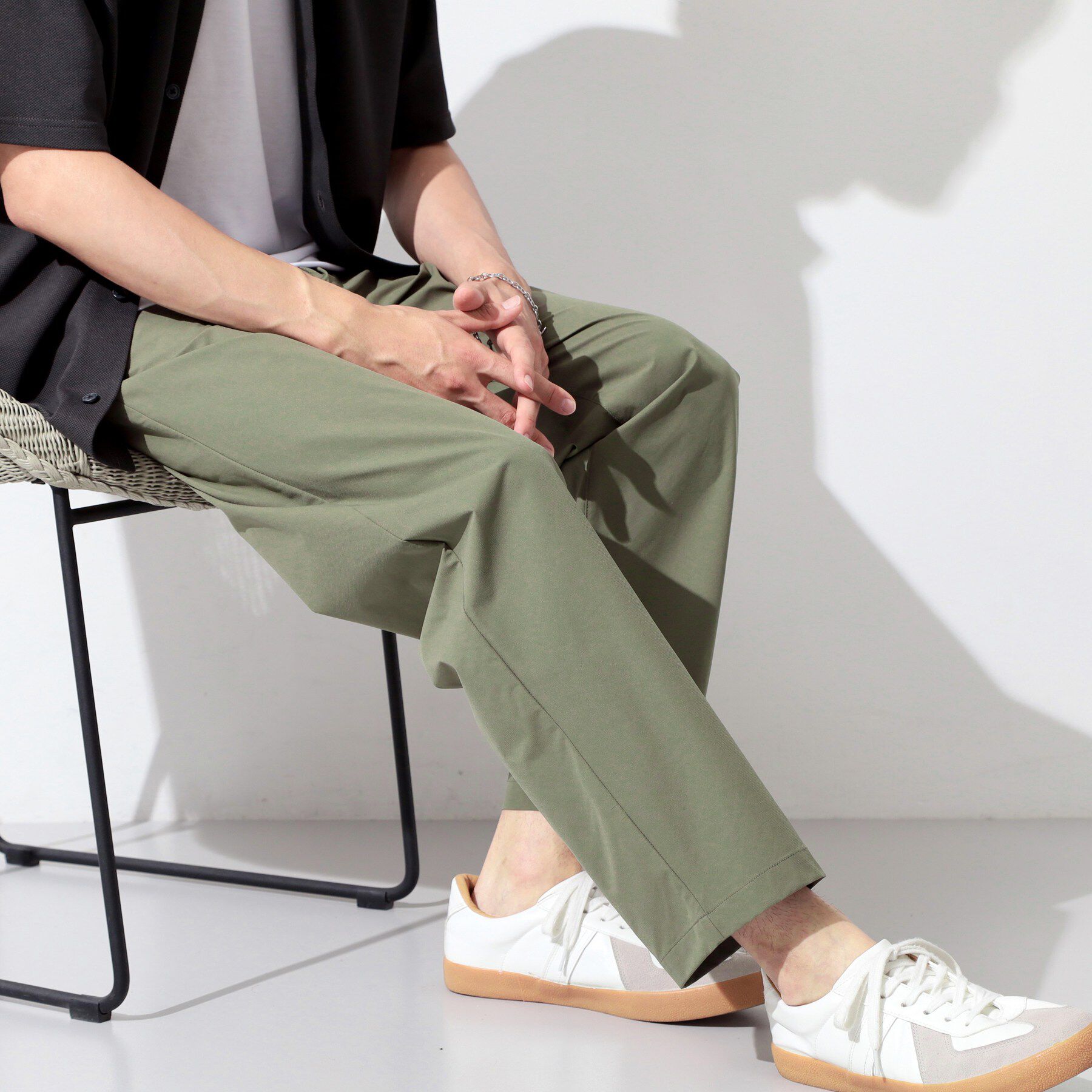 THE SHOP TK「【接触冷感/遮熱/UVカット/防シワ/２WAYストレッチ/軽量】エアリー ライトテックス イージーパ」|その他|オリーブグリーン(0